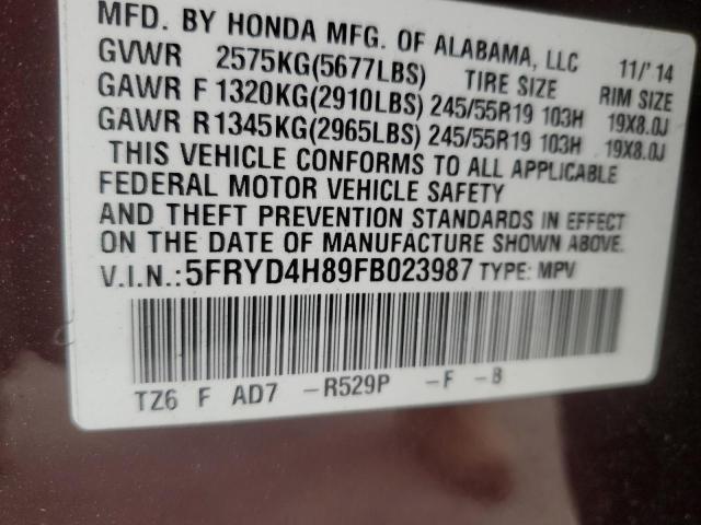 2015 ACURA MDX ADVANC 5FRYD4H89FB023987