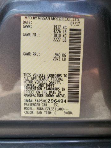 2017 NISSAN ALTIMA 2.5 - 1N4AL3AP3HC296494