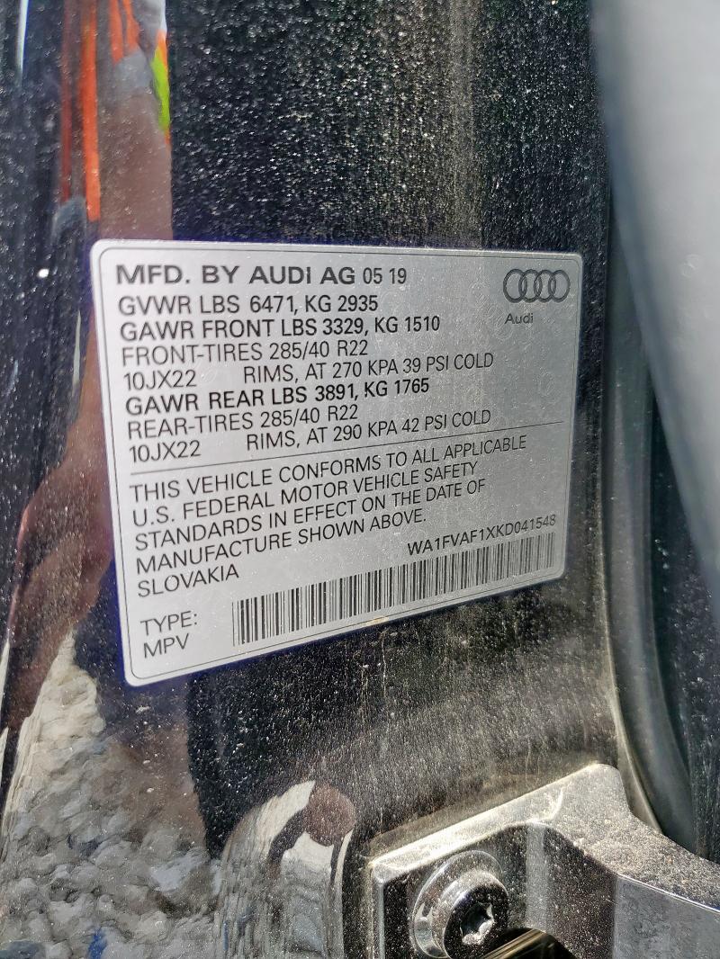 2019 AUDI Q8 PRESTIG WA1FVAF1XKD041548