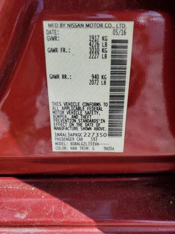 2016 NISSAN ALTIMA 2.5 - 1N4AL3APXGC227350