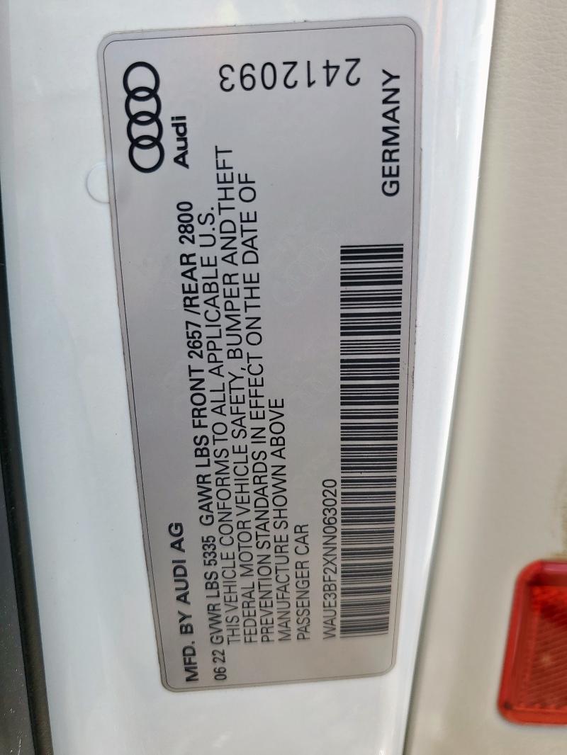 2022 AUDI A6 PREMIUM WAUE3BF2XNN063020