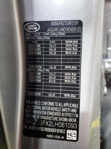 2020 LAND ROVER RANGE ROVE - SALZJ2FX2LH061093