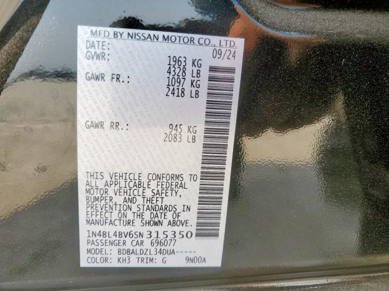 2025 NISSAN ALTIMA S - 1N4BL4BV6SN315350