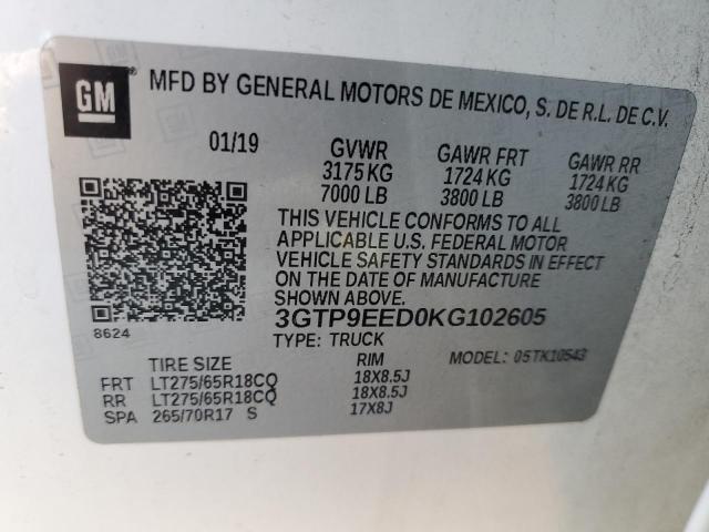 2019 GMC SIERRA K15 - 3GTP9EED0KG102605