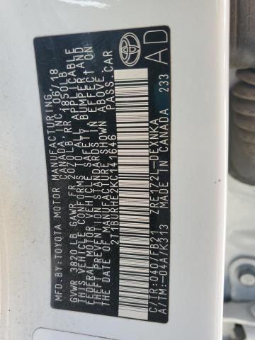 2019 TOYOTA COROLLA L - 2T1BURHE2KC141646