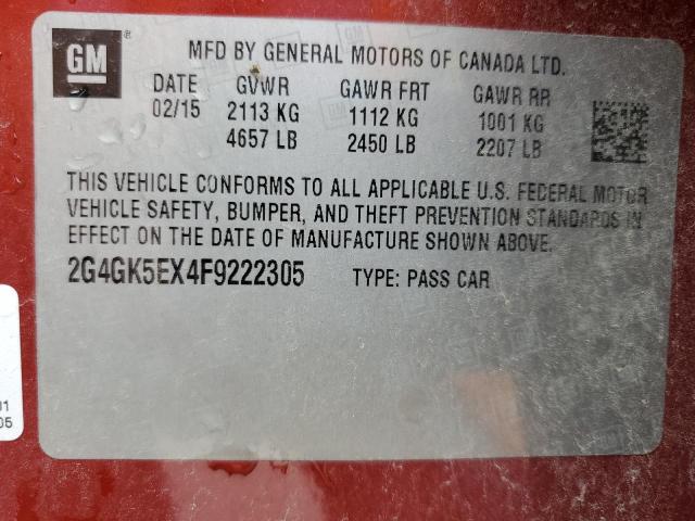 2015 BUICK REGAL 2G4GK5EX4F9222305
