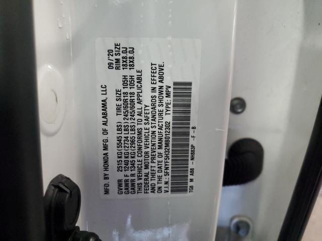 5FNYF5H32MB012302 2021 HONDA PILOT