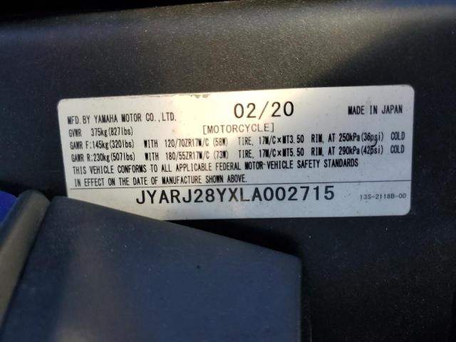 2020 YAMAHA YZFR6 C JYARJ28YXLA002715