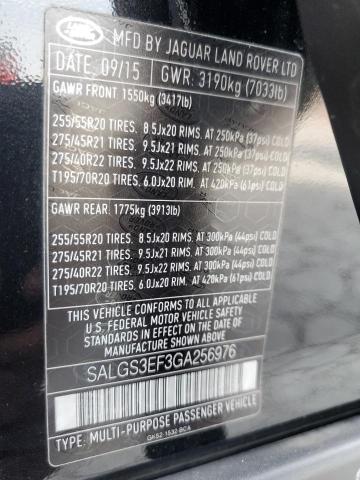 2016 LAND ROVER RANGE ROVE - SALGS3EF3GA256976