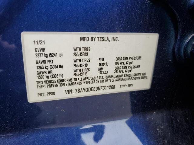 2022 TESLA MODEL Y - 7SAYGDEE9NF311268