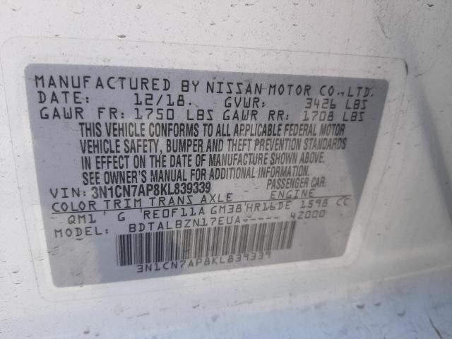 2019 NISSAN VERSA S - 3N1CN7AP8KL839339