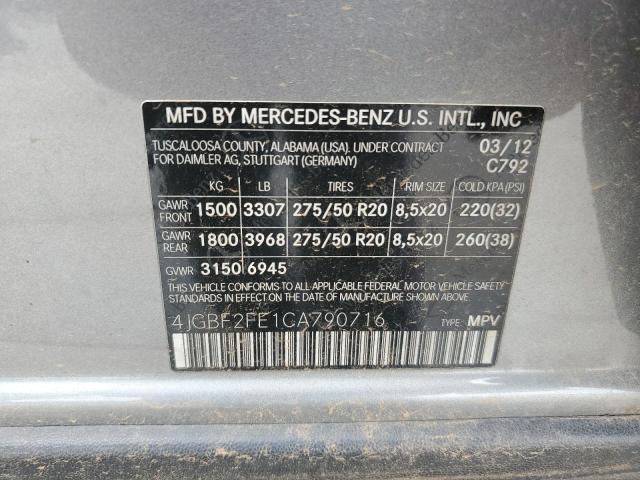 2012 MERCEDES-BENZ GL 350 BLU - 4JGBF2FE1CA790716