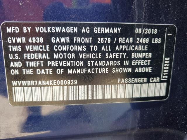 2019 VOLKSWAGEN ARTEON SE WVWBR7AN4KE000929