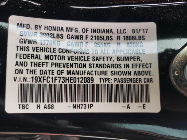2017 HONDA CIVIC EXL - 19XFC1F73HE012089