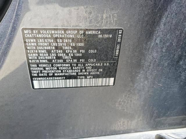 2019 VOLKSWAGEN ATLAS SE 1V2WR2CAXKC568577