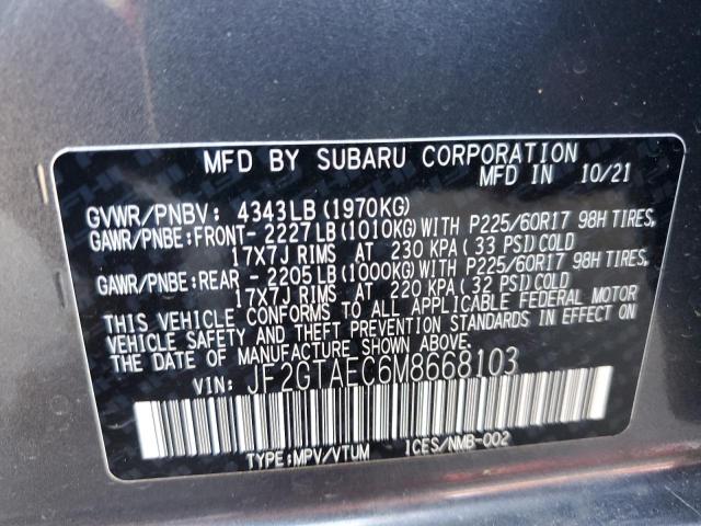 2021 SUBARU CROSSTREK - JF2GTAEC6M8668103