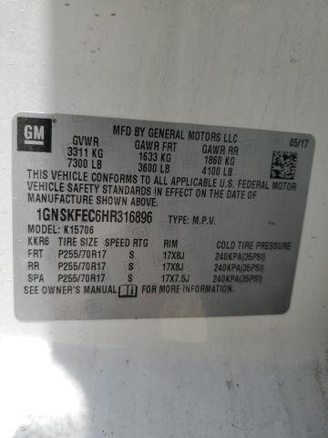 2017 CHEVROLET TAHOE SPEC - 1GNSKFEC6HR316896