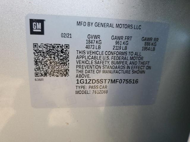 2021 CHEVROLET MALIBU LT 1G1ZD5ST7MF075516