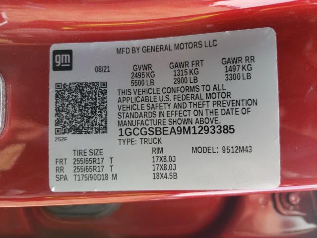 2021 CHEVROLET COLORADO - 1GCGSBEA9M1293385
