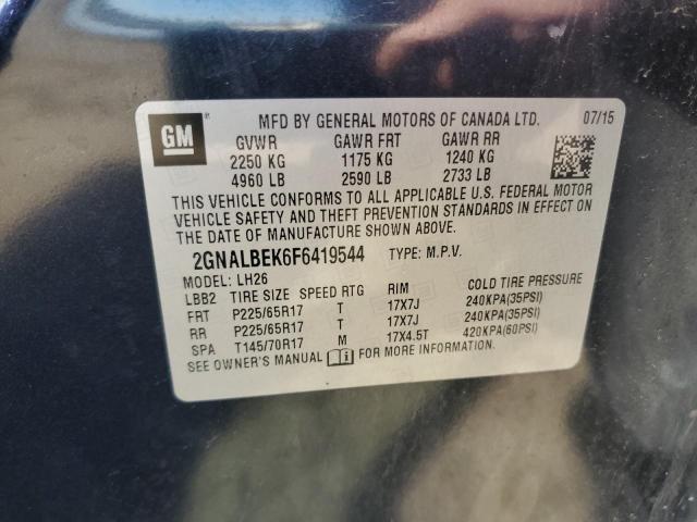 2015 CHEVROLET EQUINOX LT - 2GNALBEK6F6419544