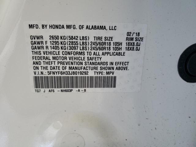 2018 HONDA PILOT EX 5FNYF6H33JB019292