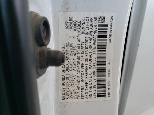 2021 HONDA CIVIC LX 2HGFC2F68MH543785