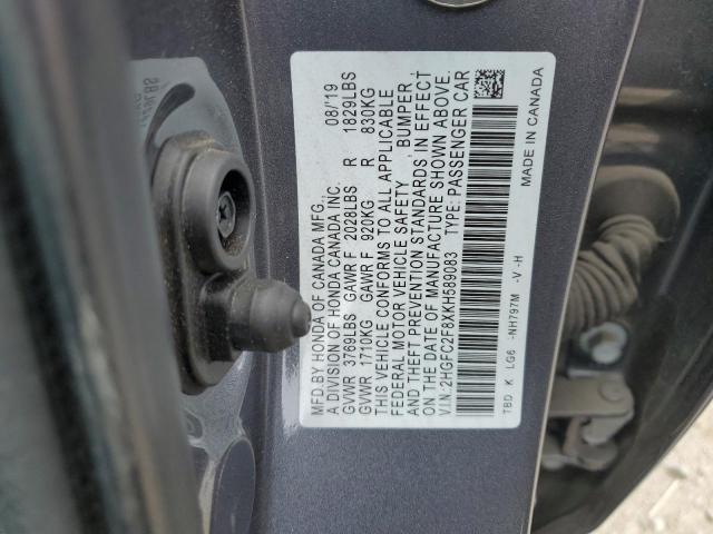 2019 HONDA CIVIC 2HGFC2F8XKH589083