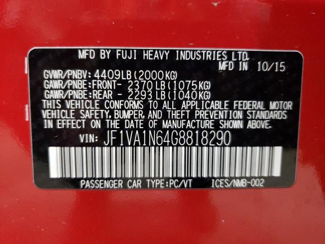 2016 SUBARU WRX LIMITE JF1VA1N64G8818290