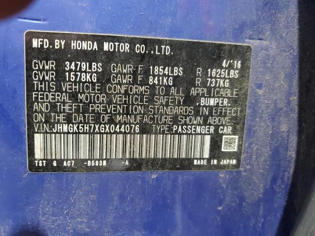 2016 HONDA FIT EX JHMGK5H7XGX044076