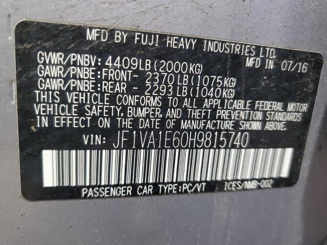 2017 SUBARU WRX PREMIU JF1VA1E60H9815740