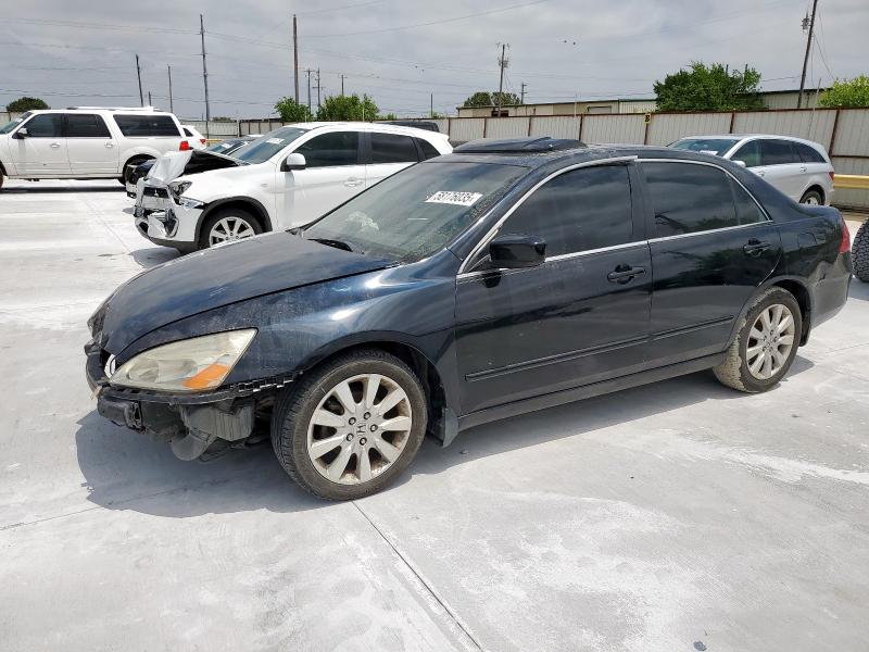 HONDA ACCORD EX 2007 black sedan 4d gas 1HGCM66507A102296 photo #1