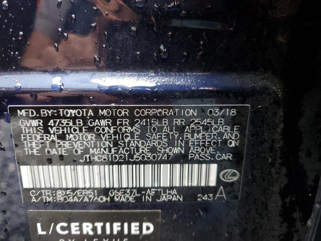 2018 LEXUS IS 300 - JTHC81D21J5030747