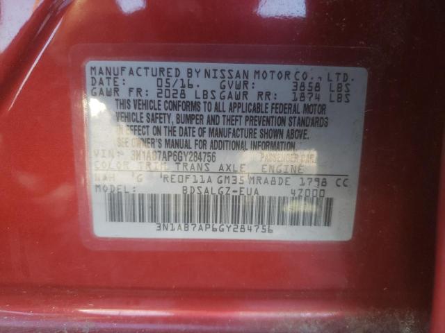2016 NISSAN SENTRA S - 3N1AB7AP6GY284756