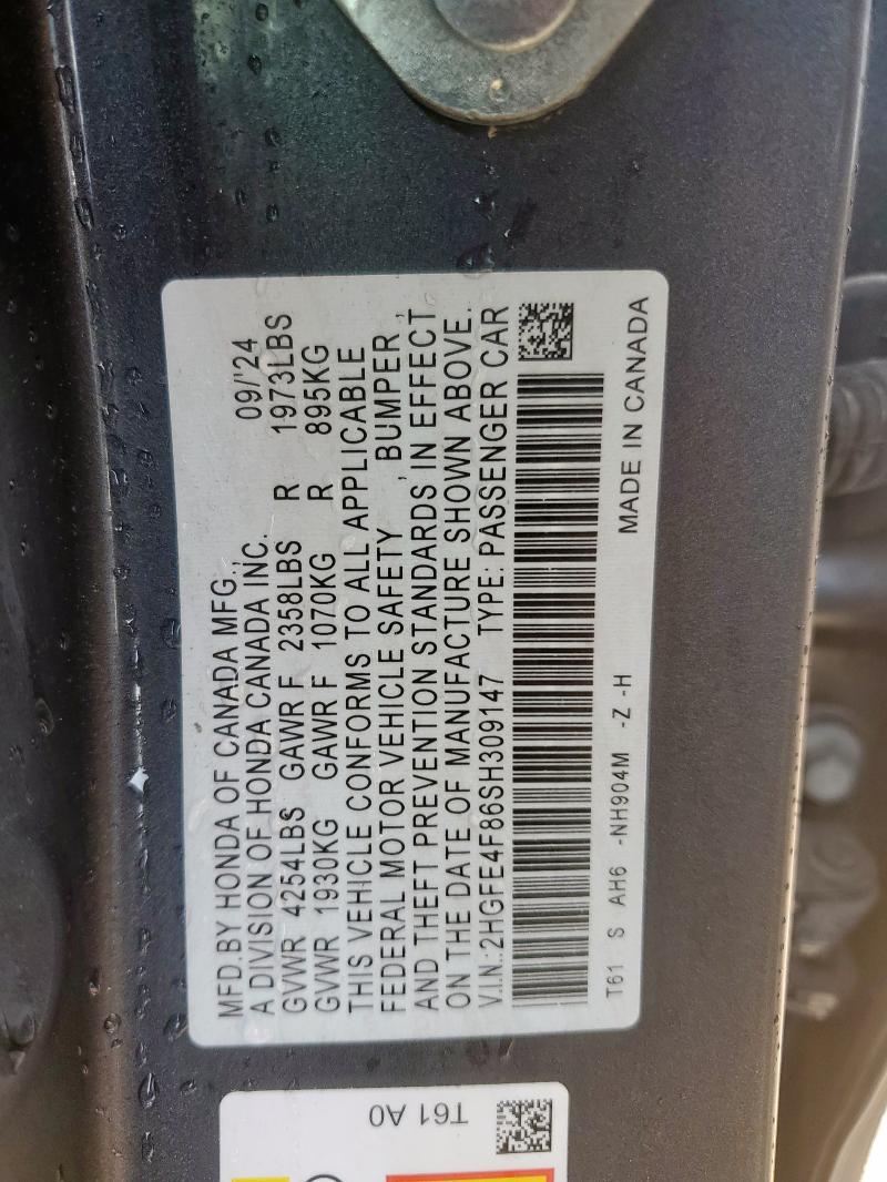 2025 HONDA CIVIC SPOR - 2HGFE4F86SH309147