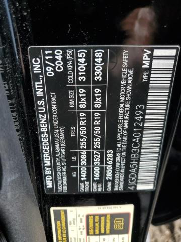 2012 MERCEDES-BENZ ML 350 4MA - 4JGDA5HB3CA012493