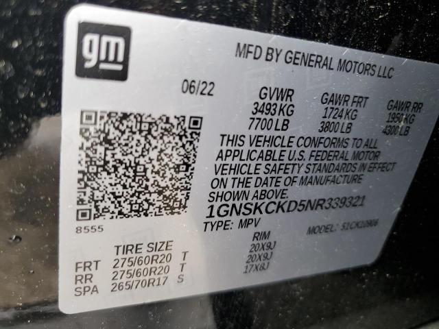 2022 CHEVROLET SUBURBAN K 1GNSKCKD5NR339321