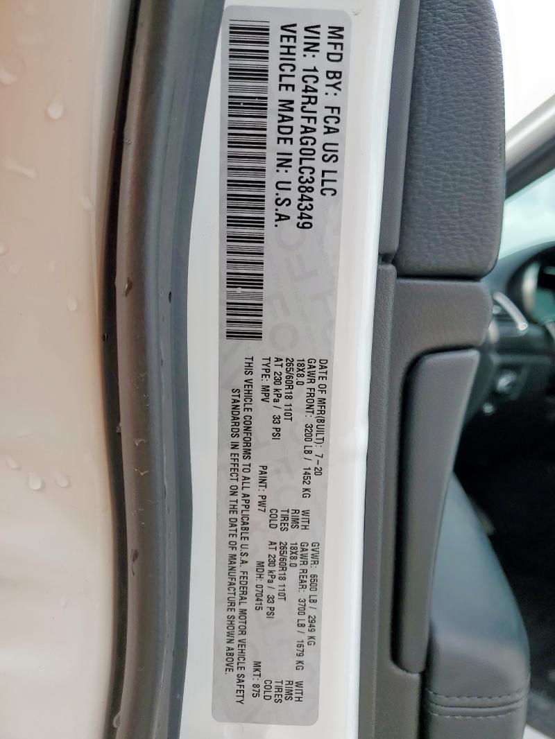 2020 JEEP GRAND CHER - 1C4RJFAG0LC384349