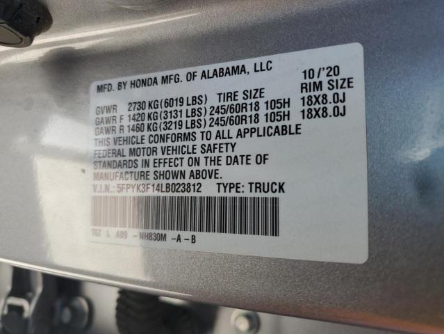 2020 HONDA RIDGELINE 5FPYK3F14LB023812