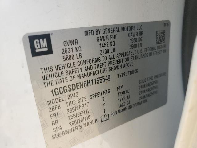 2017 CHEVROLET COLORADO Z 1GCGSDEN8H1155549