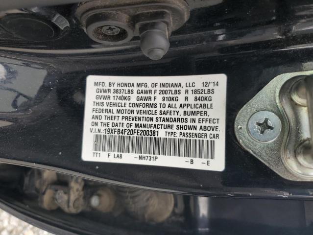 2015 HONDA CIVIC HYBR 19XFB4F20FE200381