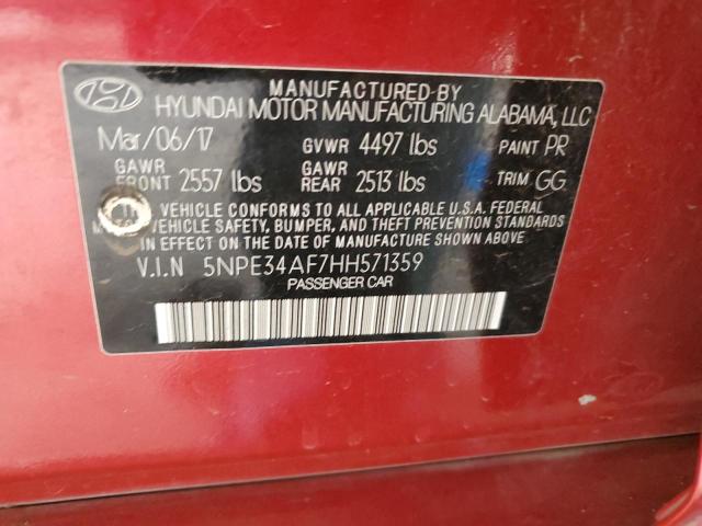 2017 HYUNDAI SONATA SPO - 5NPE34AF7HH571359