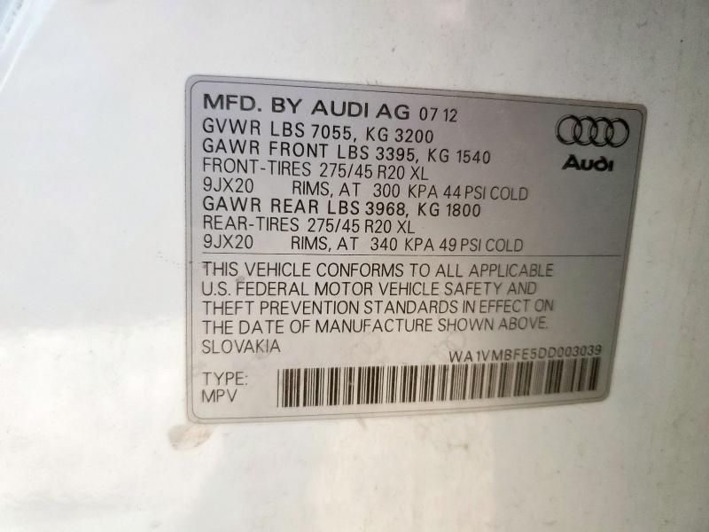wa1vmbfe5dd003039 - 2013 Audi q7 prestige - #58448535
