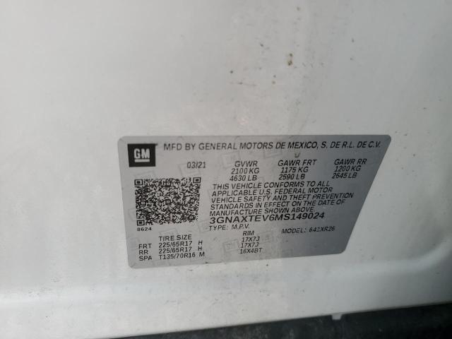 2021 CHEVROLET EQUINOX LT - 3GNAXTEV6MS149024