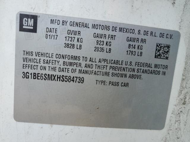 2017 CHEVROLET CRUZE LT - 3G1BE6SMXHS584739