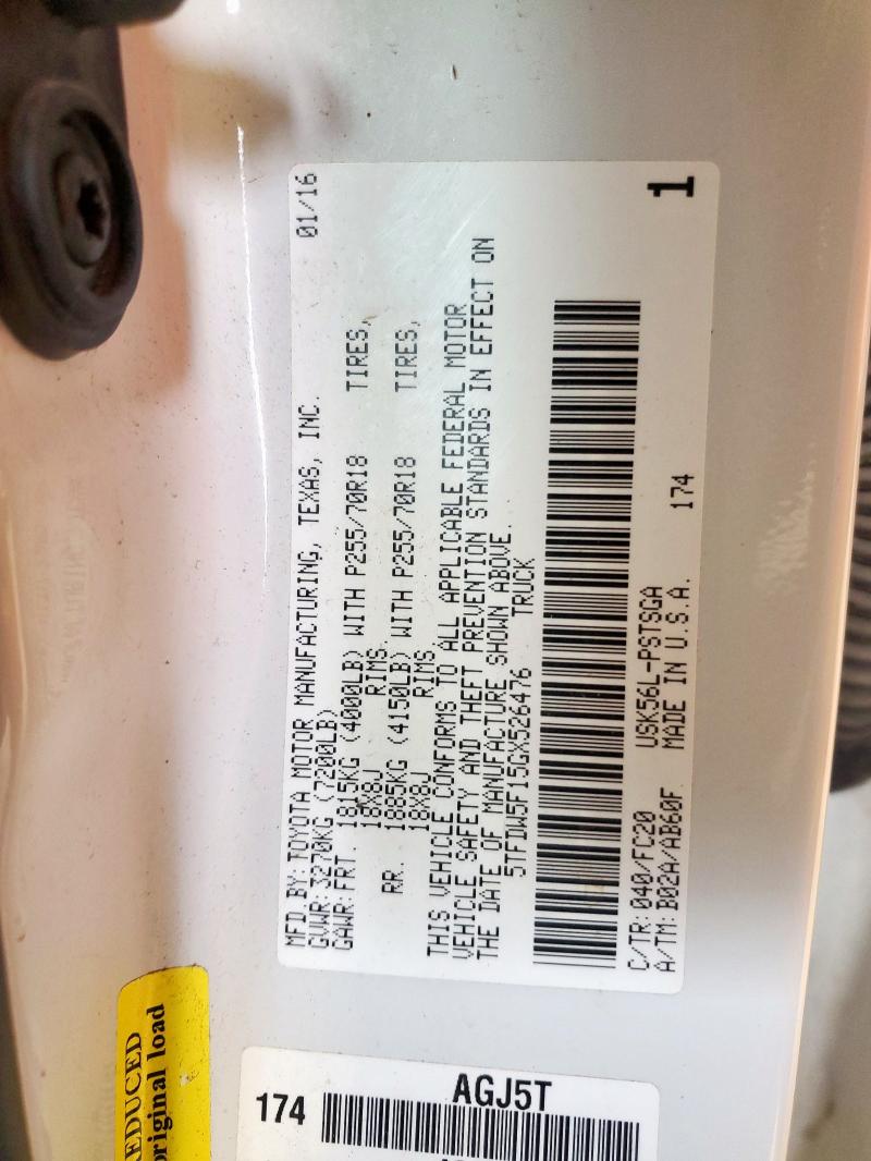 2016 TOYOTA TUNDRA CRE - 5TFDW5F15GX526476