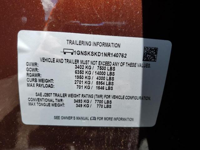 2022 CHEVROLET TAHOE K150 - 1GNSKSKD1NR140762