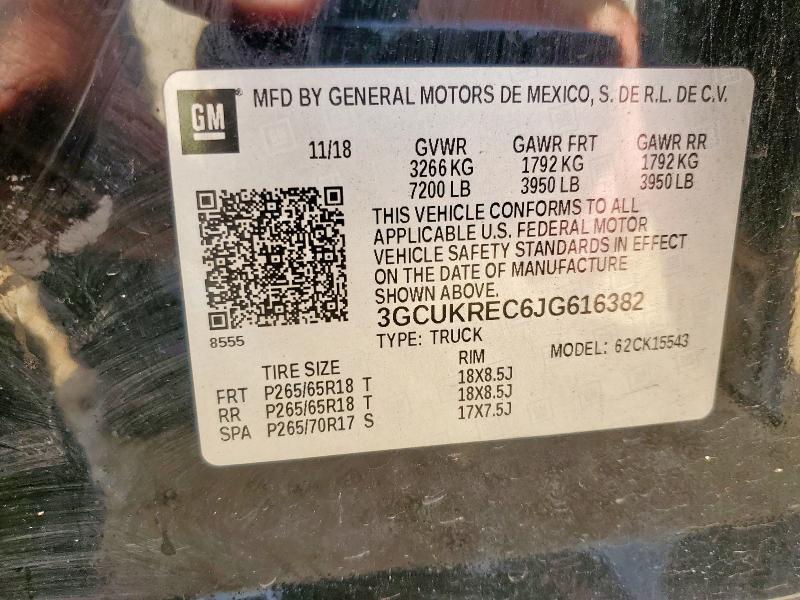 2018 CHEVROLET SILVERADO 3GCUKREC6JG616382