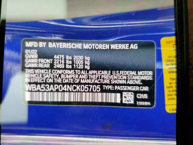 2022 BMW 430I - WBA53AP04NCK05705