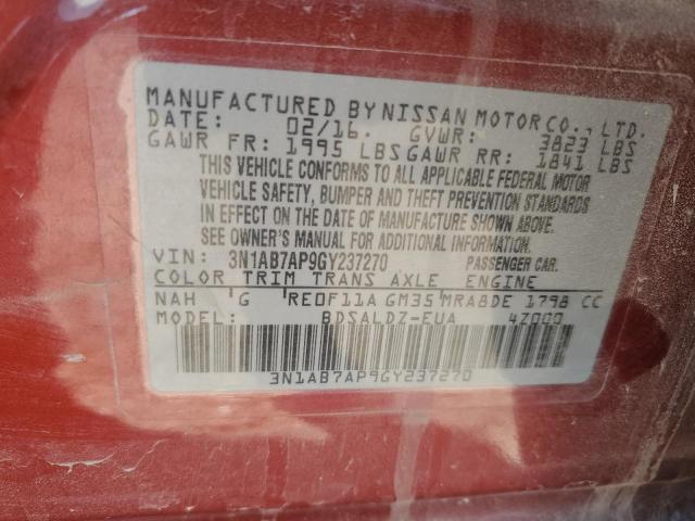 2016 NISSAN SENTRA S - 3N1AB7AP9GY237270