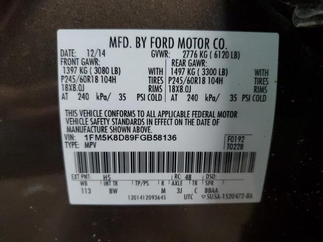 2015 FORD EXPLORER X - 1FM5K8D89FGB58136